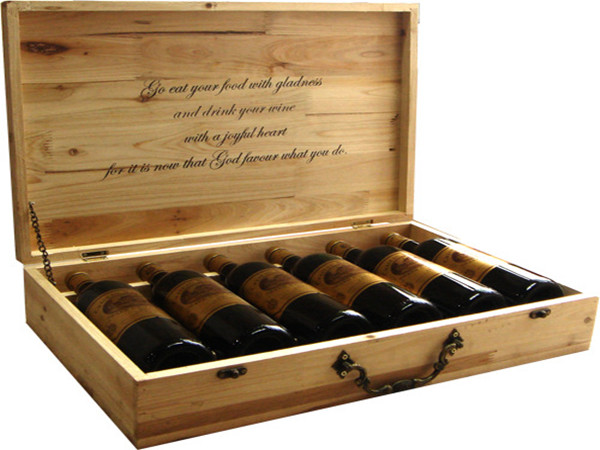 Six set wooden wine box