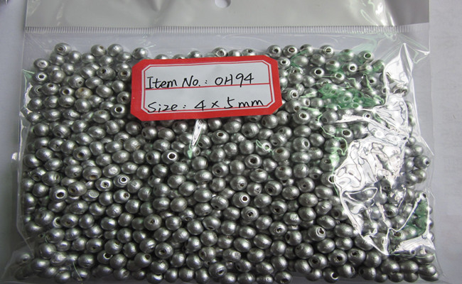OH94 silver wooden round beads
